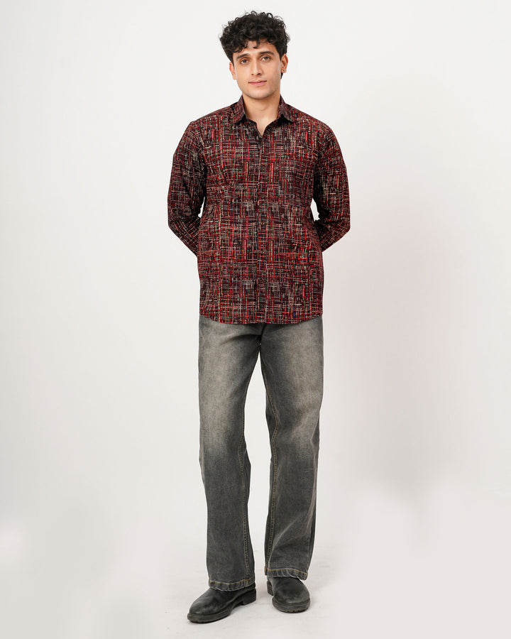 Black Script Cotton Poplin Shirt