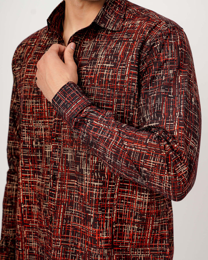 Black Script Cotton Poplin Shirt