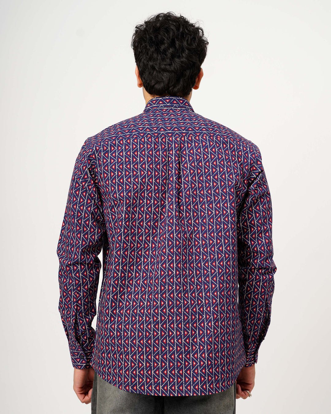 Blue Fractal Echo Cotton Poplin Shirt