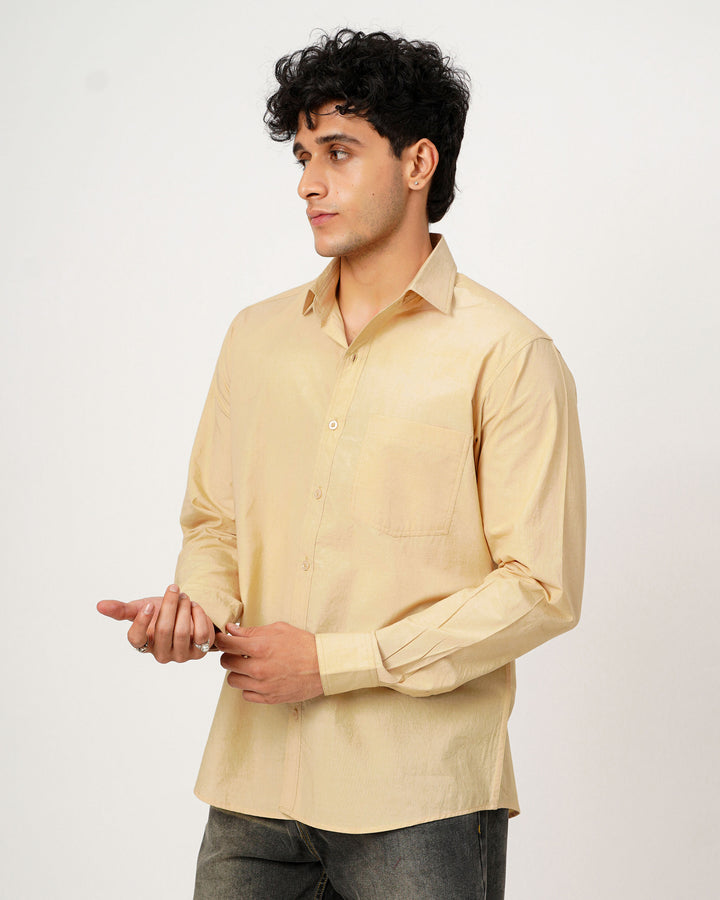 Beige Cotton Poplin Shirt