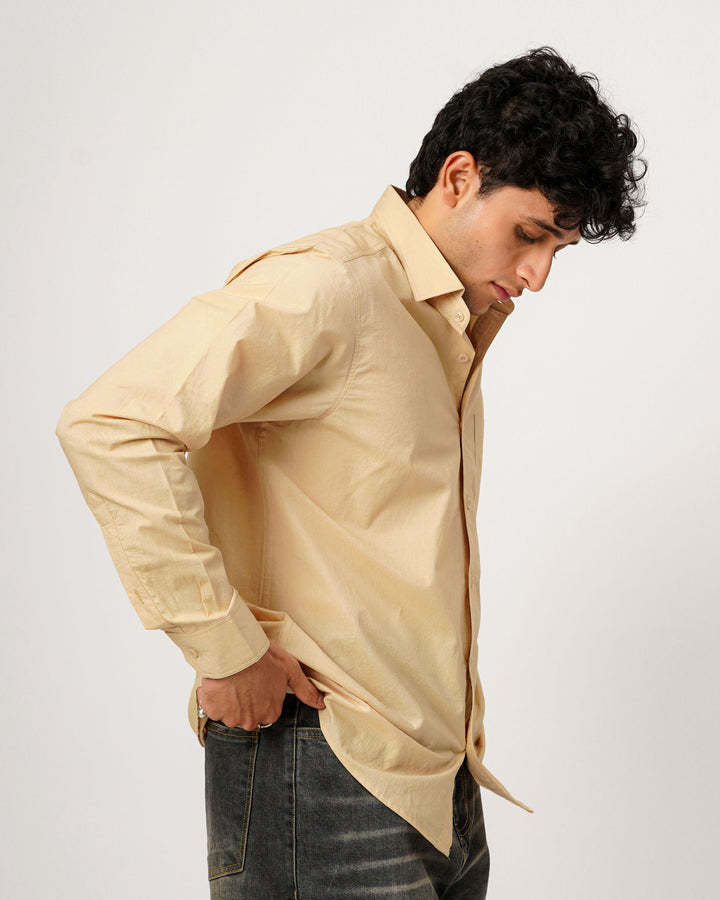 Beige Cotton Poplin Shirt