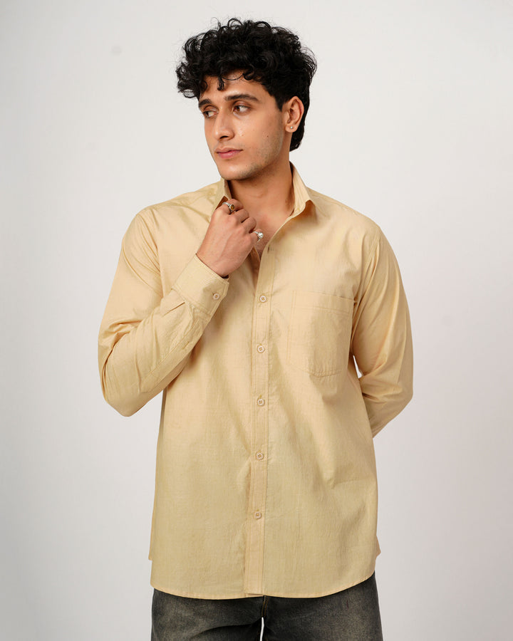 Beige Cotton Poplin Shirt