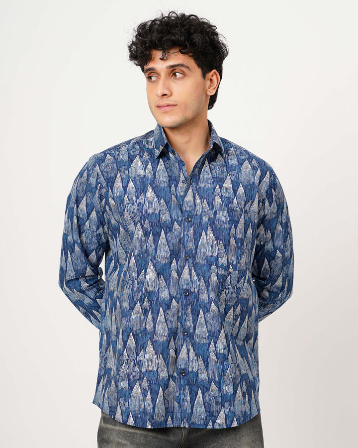 Blue Wedges Cotton Poplin Shirt