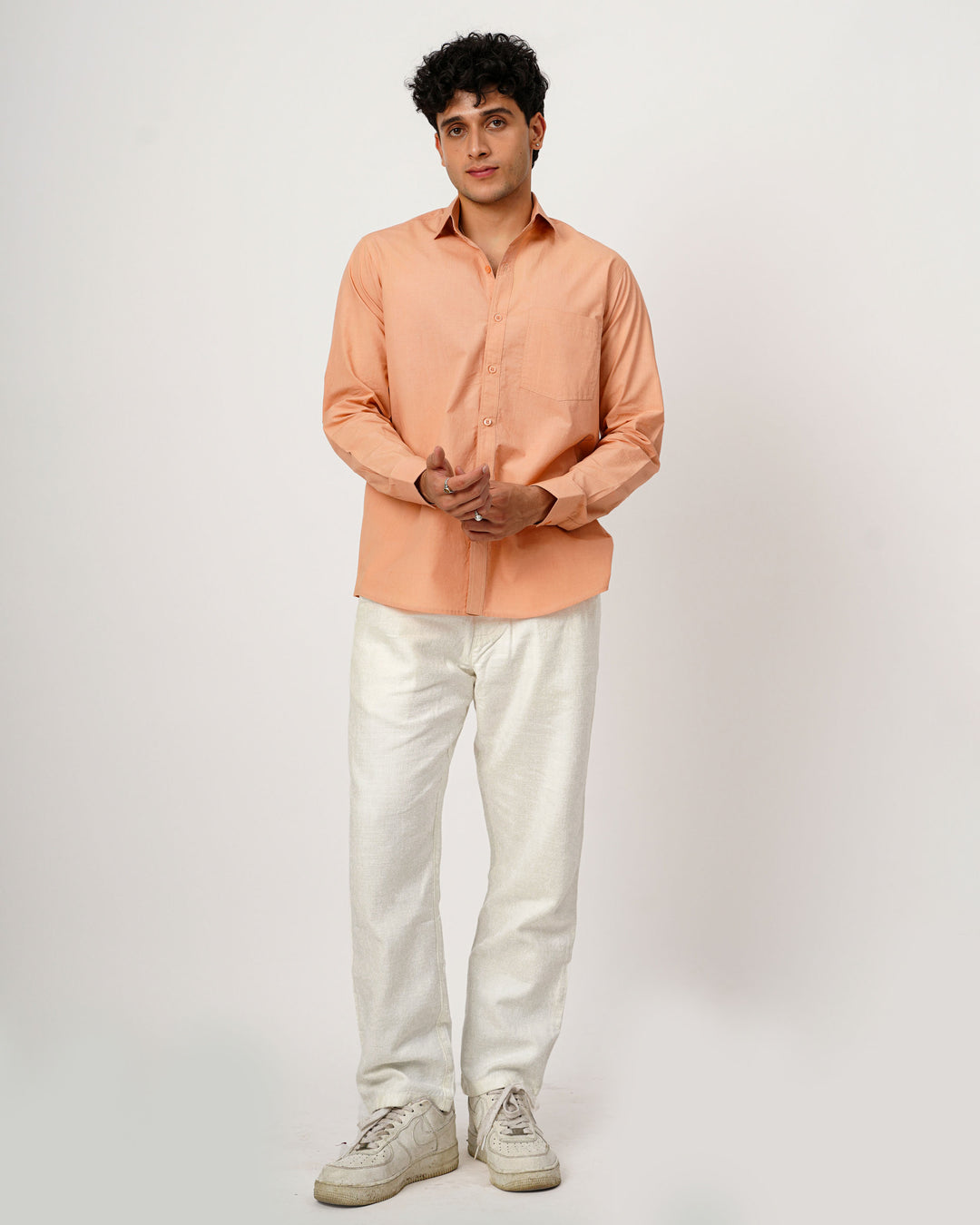 Peach Cotton Poplin Shirt