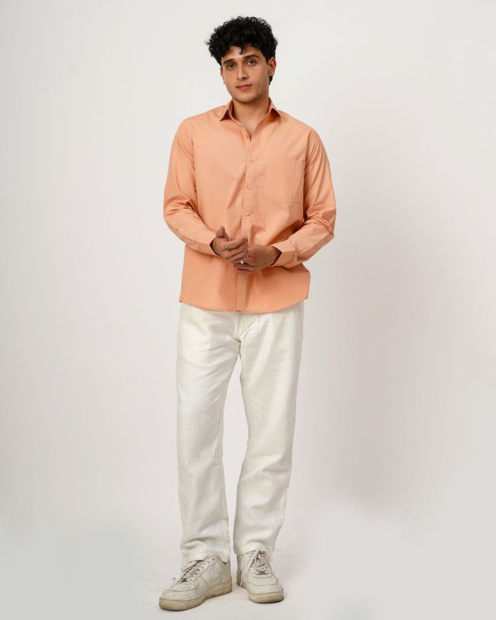 Peach Cotton Poplin Shirt