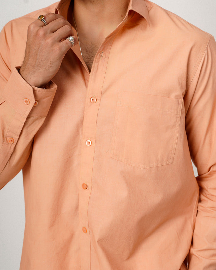 Peach Cotton Poplin Shirt