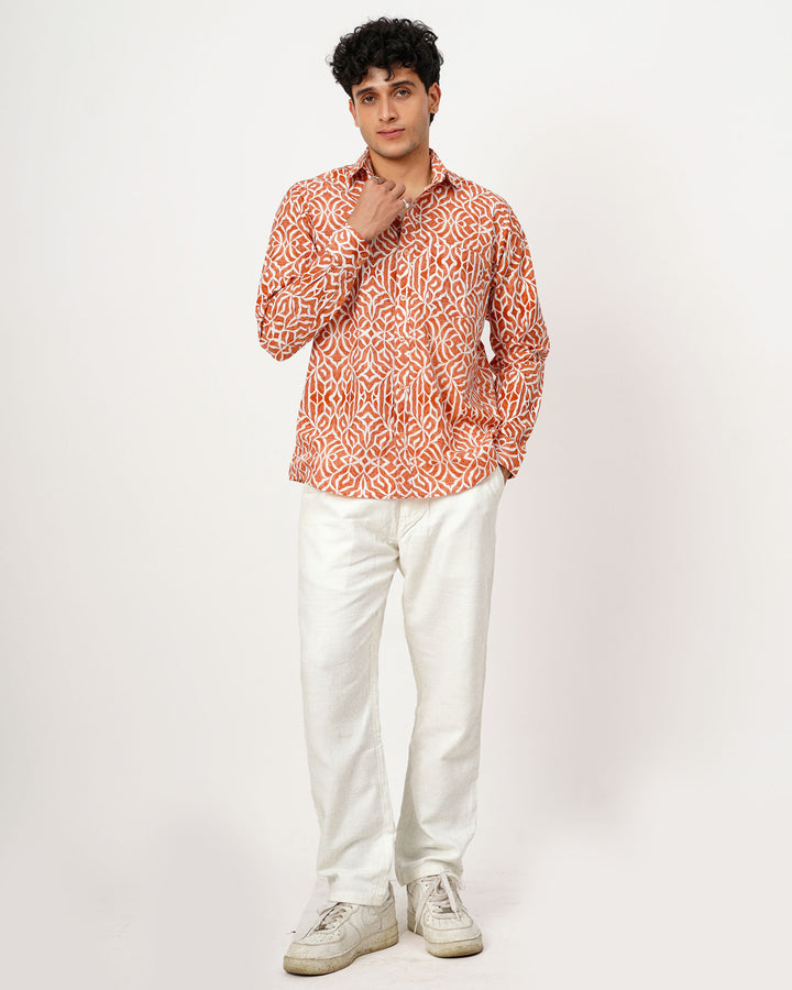 Orange Mirage Cotton Poplin Shirt