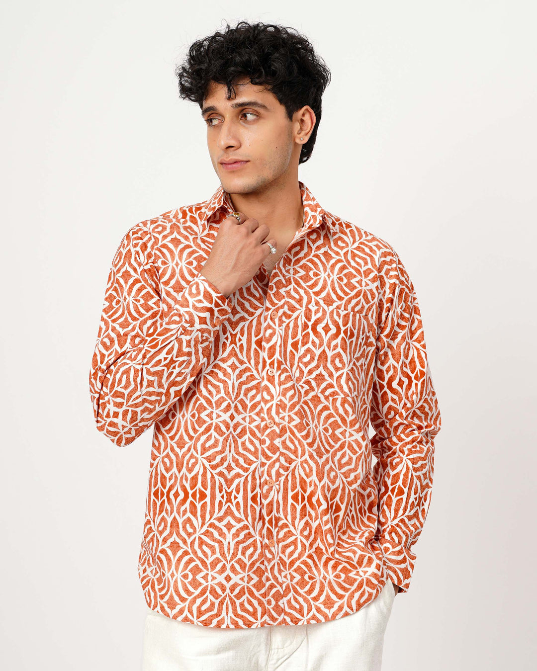 Orange Mirage Cotton Poplin Shirt
