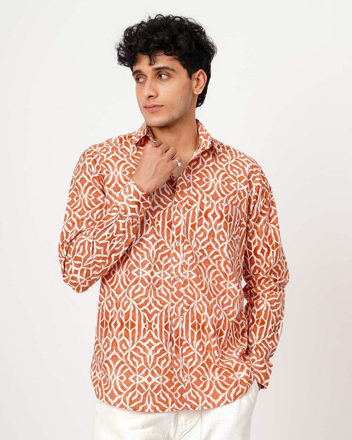 Orange Mirage Cotton Poplin Shirt