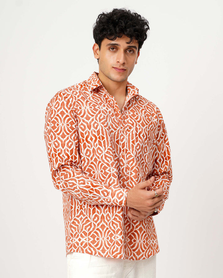 Orange Mirage Cotton Poplin Shirt