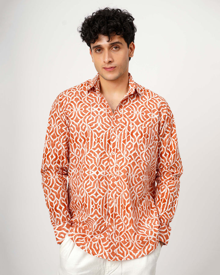 Orange Mirage Cotton Poplin Shirt