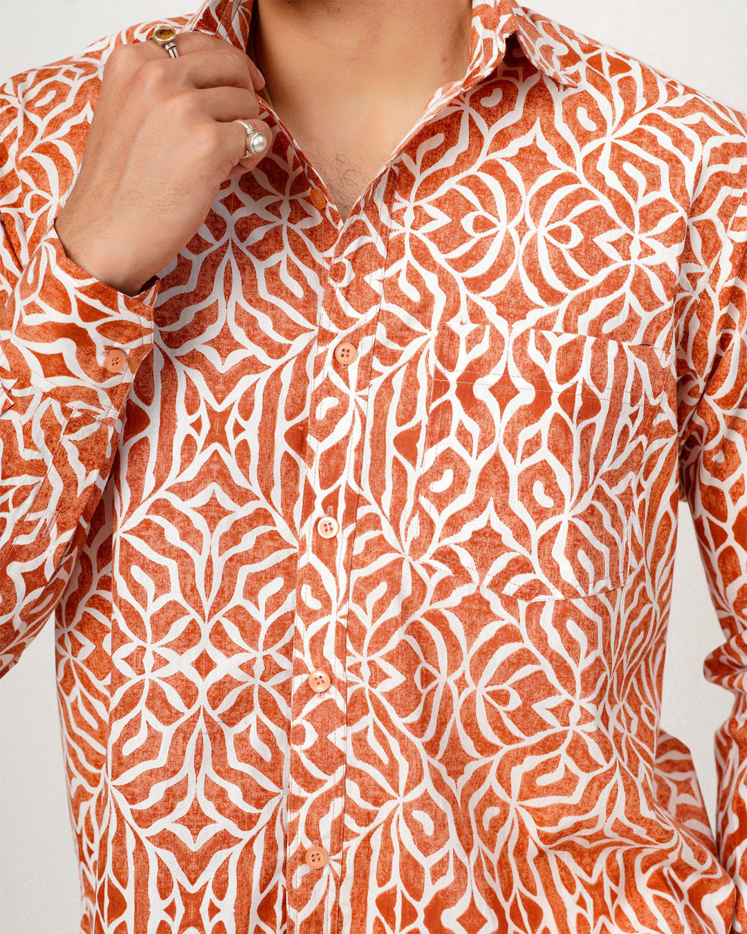 Orange Mirage Cotton Poplin Shirt