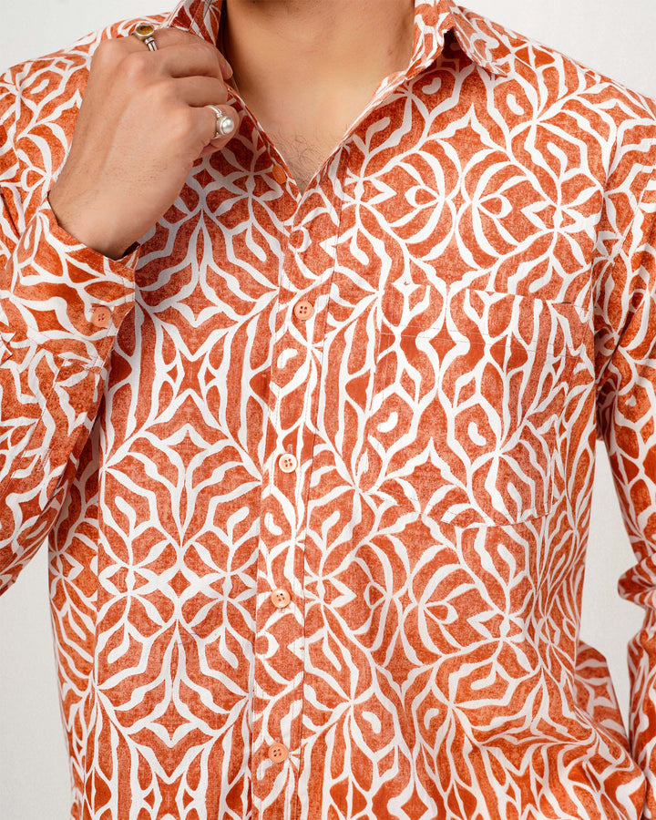 Orange Mirage Cotton Poplin Shirt