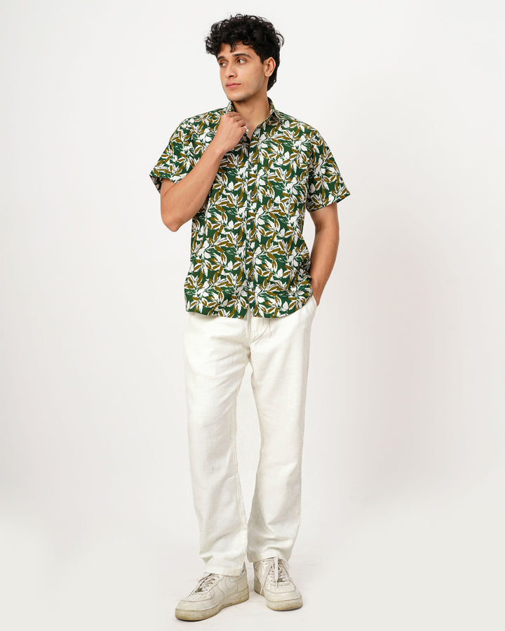 Green Botanic Dust Cotton Poplin Shirt