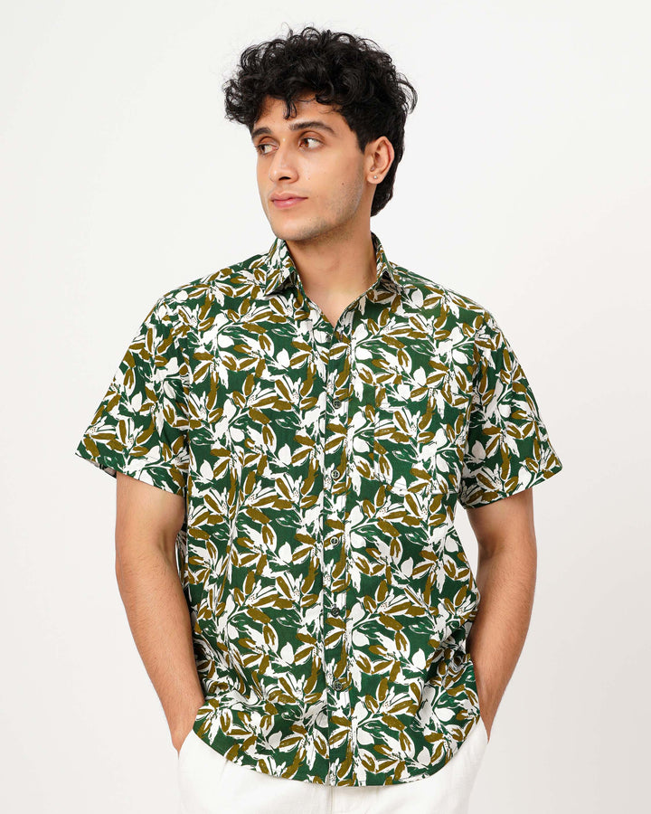 Green Botanic Dust Cotton Poplin Shirt