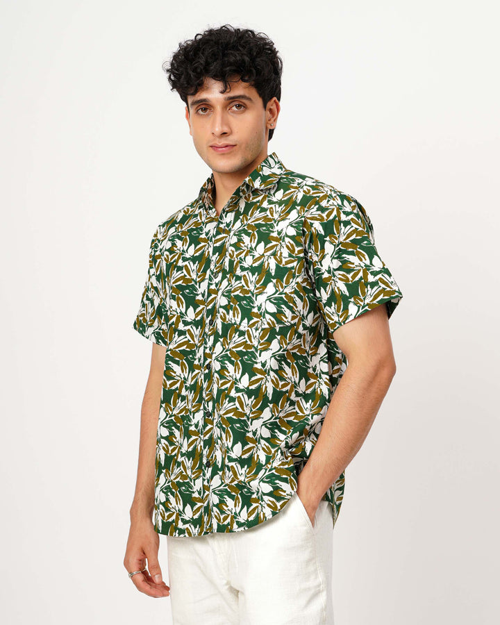 Green Botanic Dust Cotton Poplin Shirt