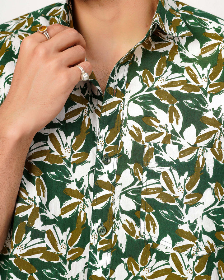Green Botanic Dust Cotton Poplin Shirt