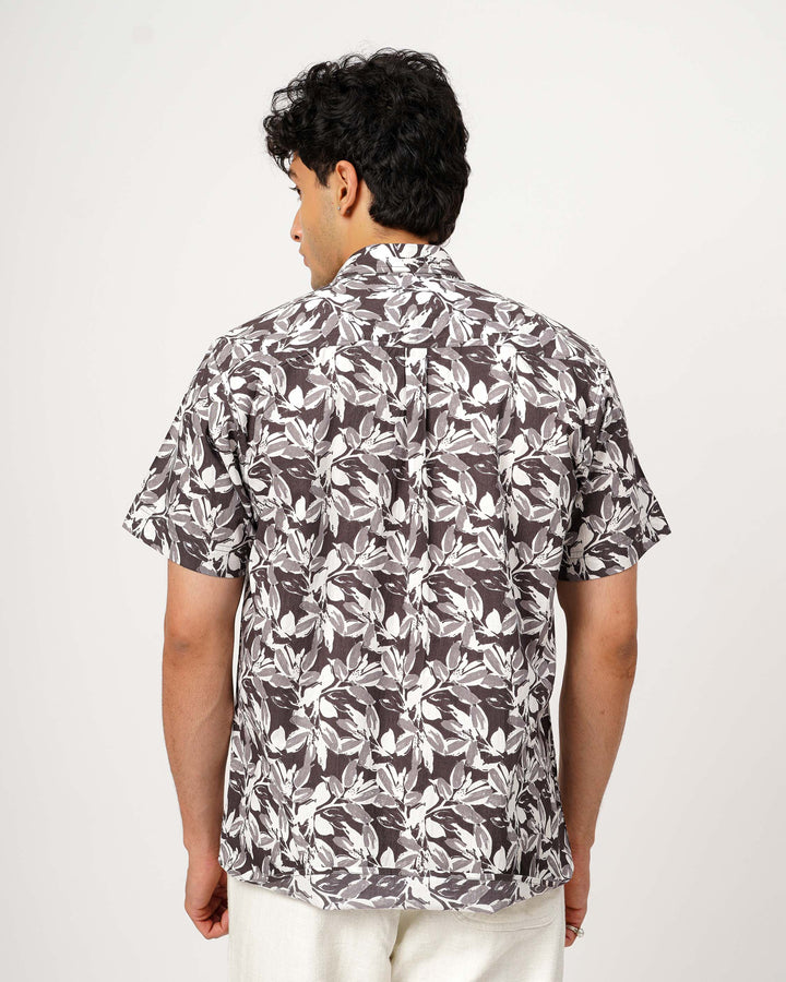 Gray Botanic Dust Cotton Poplin Shirt