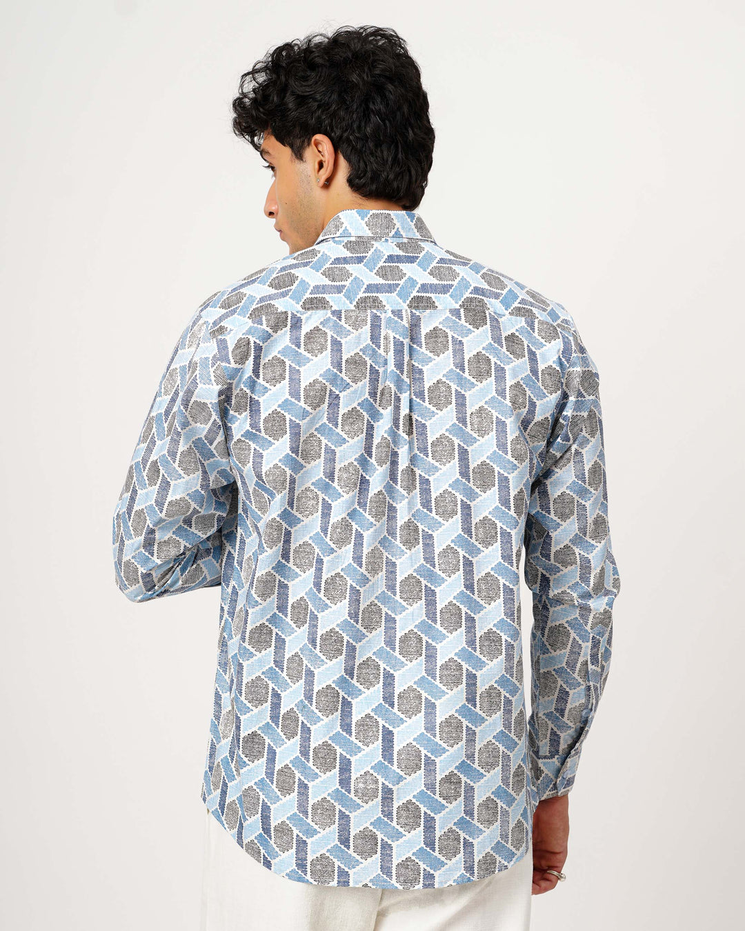 Blue Links Cotton Poplin Shirt