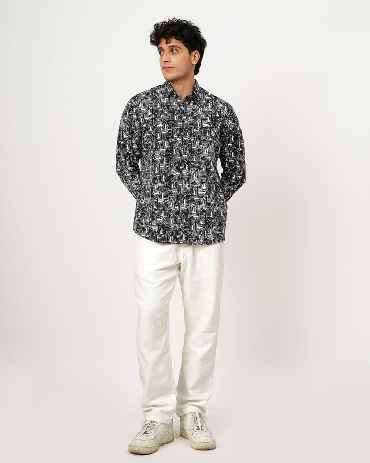 Black Grain Cotton Poplin Shirt