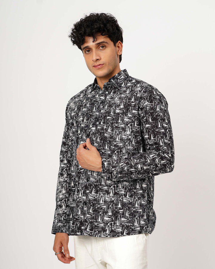 Black Grain Cotton Poplin Shirt