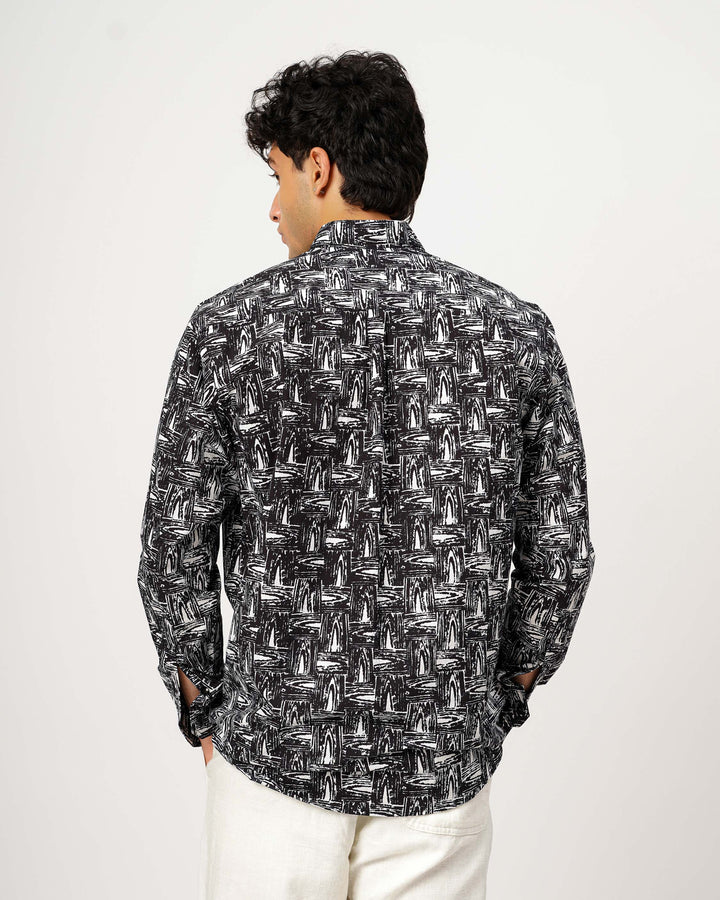 Black Grain Cotton Poplin Shirt