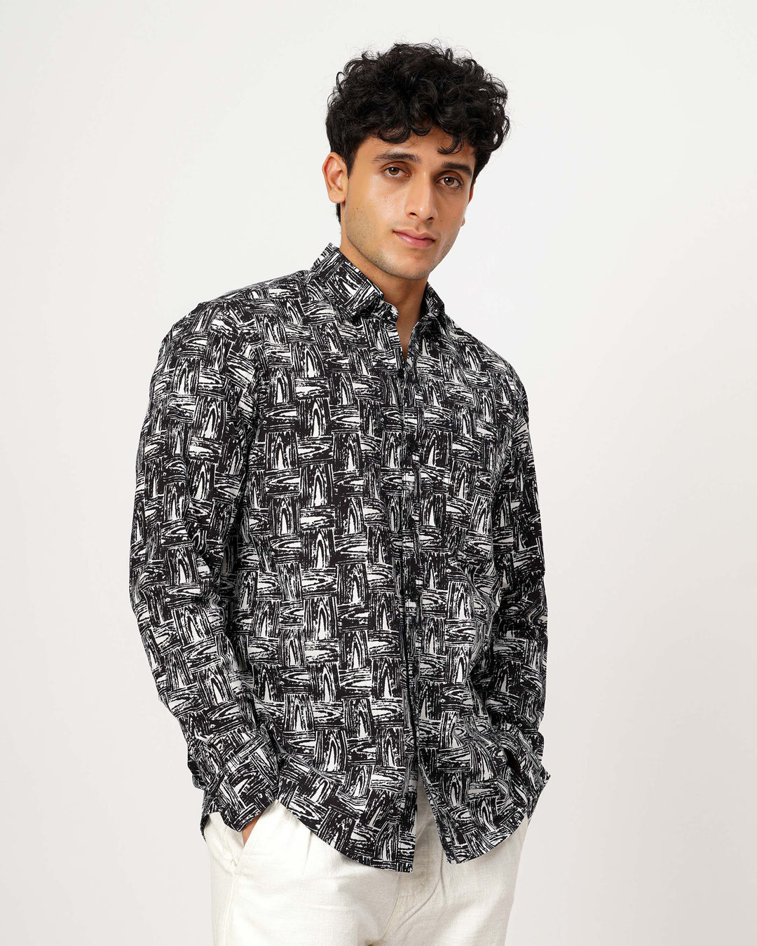 Black Grain Cotton Poplin Shirt