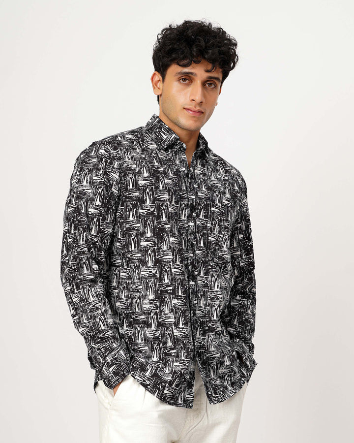 Black Grain Cotton Poplin Shirt