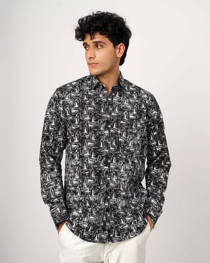 Black Grain Cotton Poplin Shirt