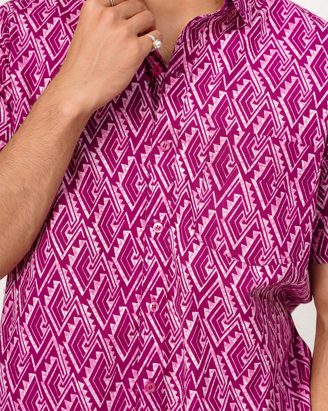 Pink Array Cotton Poplin Shirt