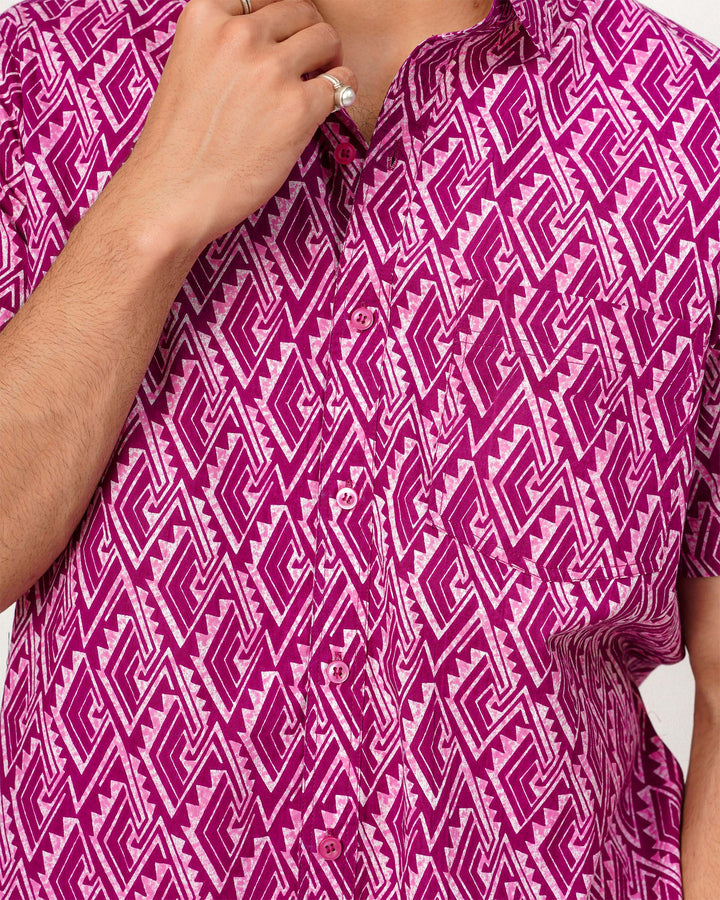 Pink Array Cotton Poplin Shirt