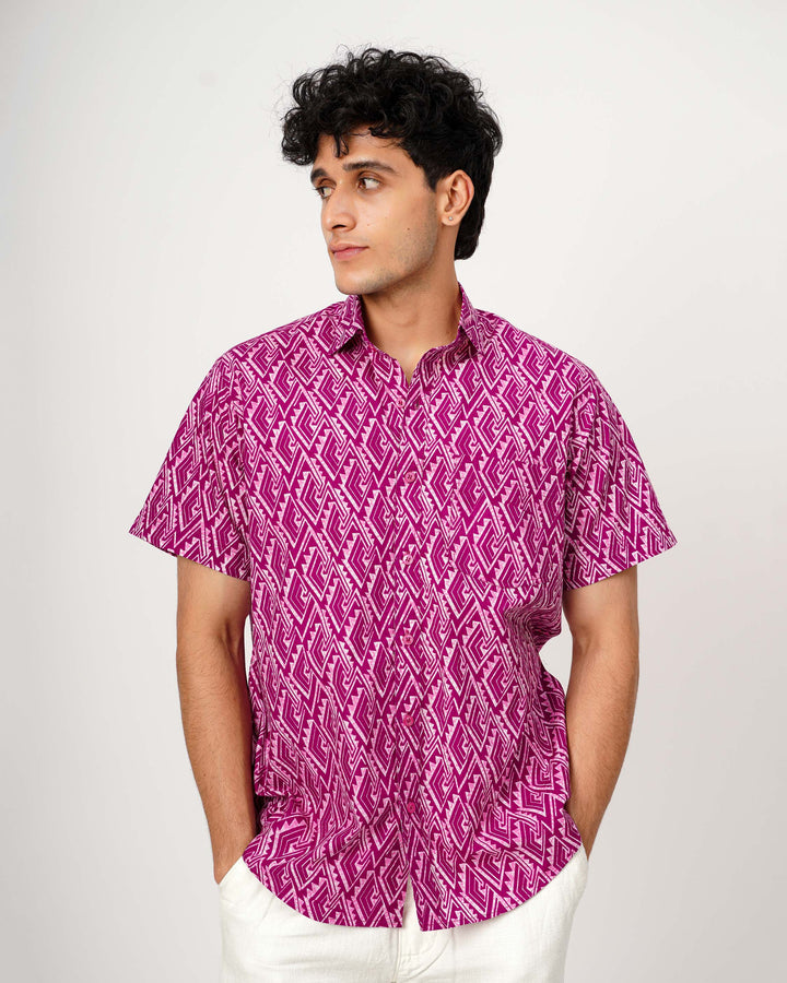 Pink Array Cotton Poplin Shirt