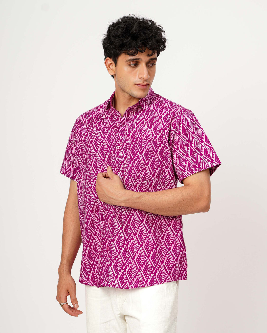Pink Array Cotton Poplin Shirt