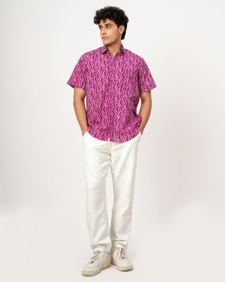 Pink Array Cotton Poplin Shirt