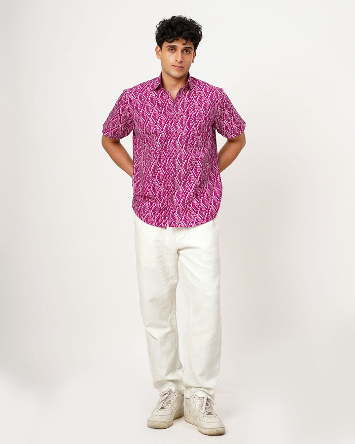Pink Array Cotton Poplin Shirt
