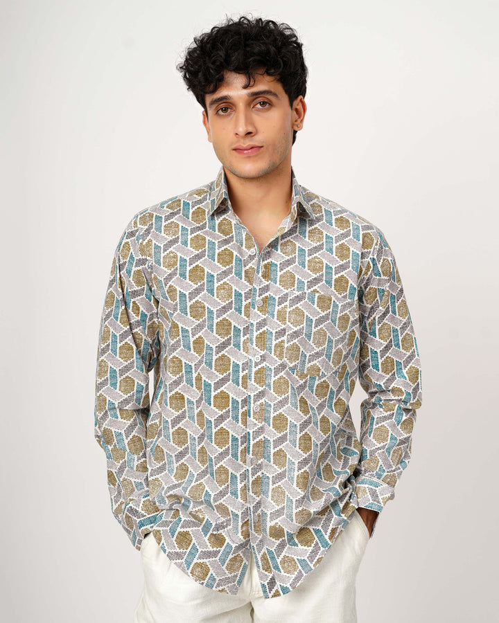 Mustard Links Cotton Poplin Shirt