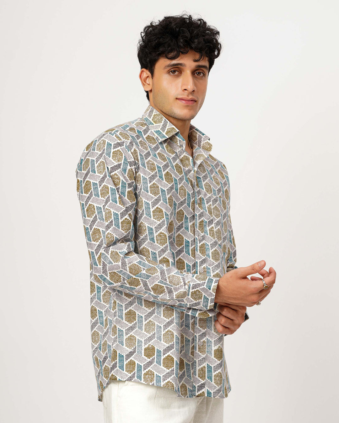 Mustard Links Cotton Poplin Shirt