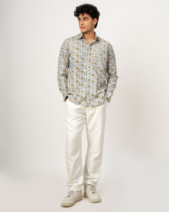 Mustard Links Cotton Poplin Shirt