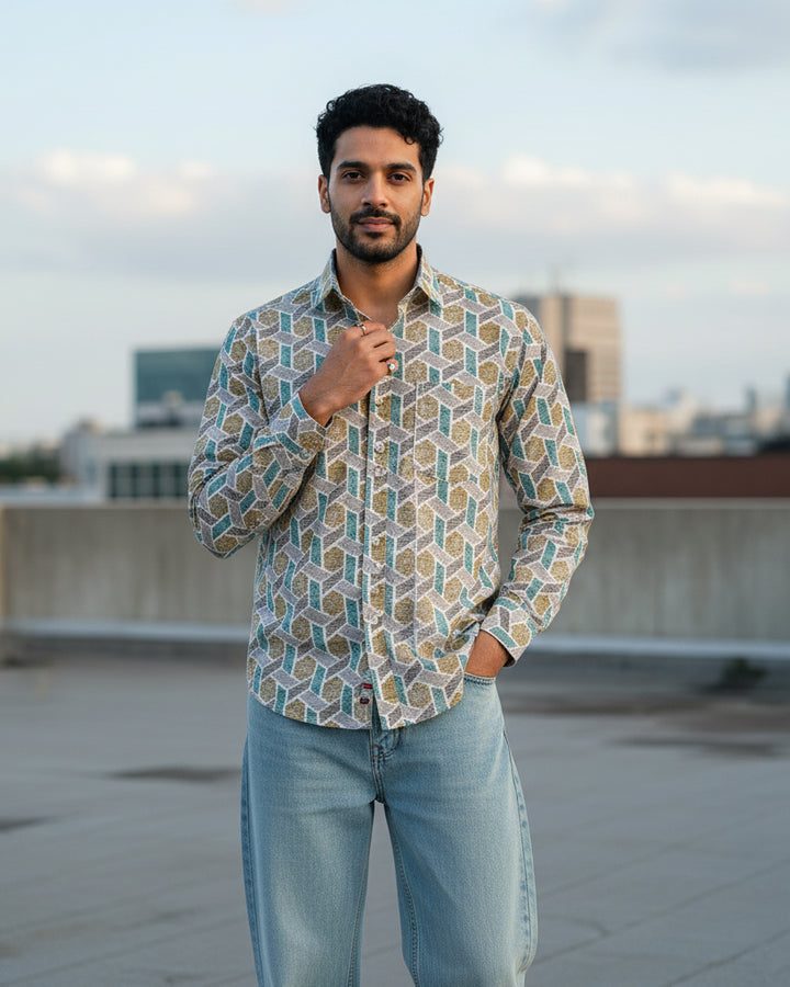 Mustard Links Cotton Poplin Shirt