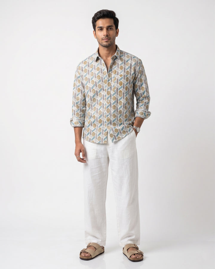 Mustard Links Cotton Poplin Shirt