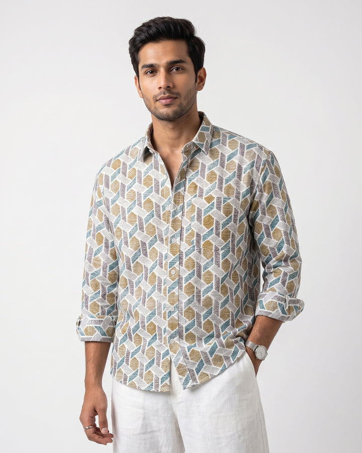 Mustard Links Cotton Poplin Shirt