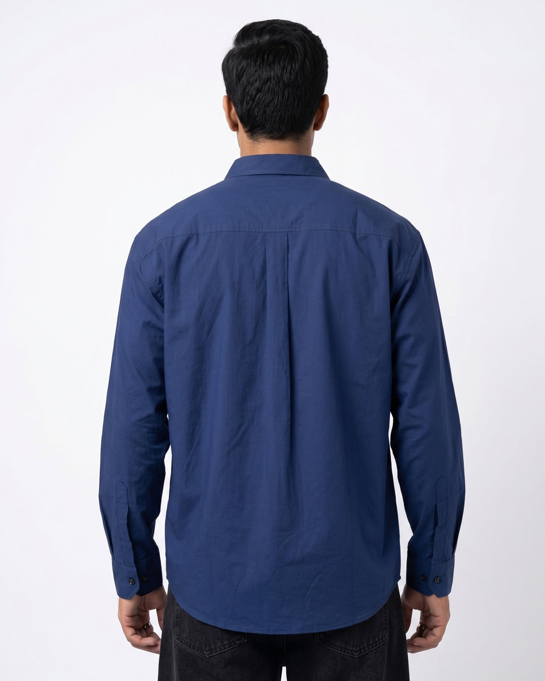 Navy Blue Cotton Poplin Shirt