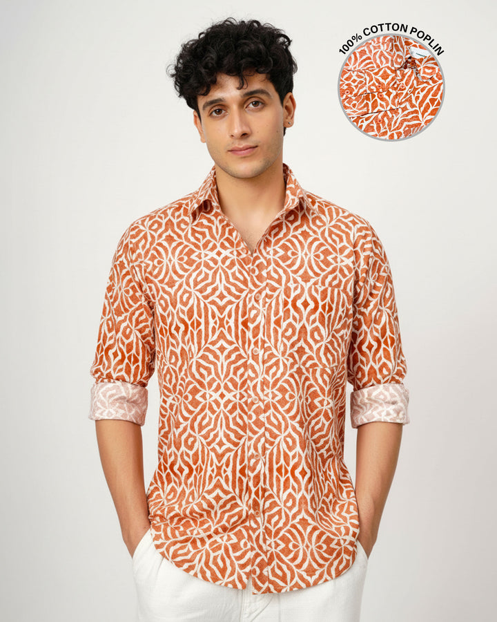 Orange Mirage Cotton Poplin Shirt