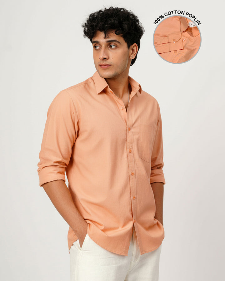 Peach Cotton Poplin Shirt