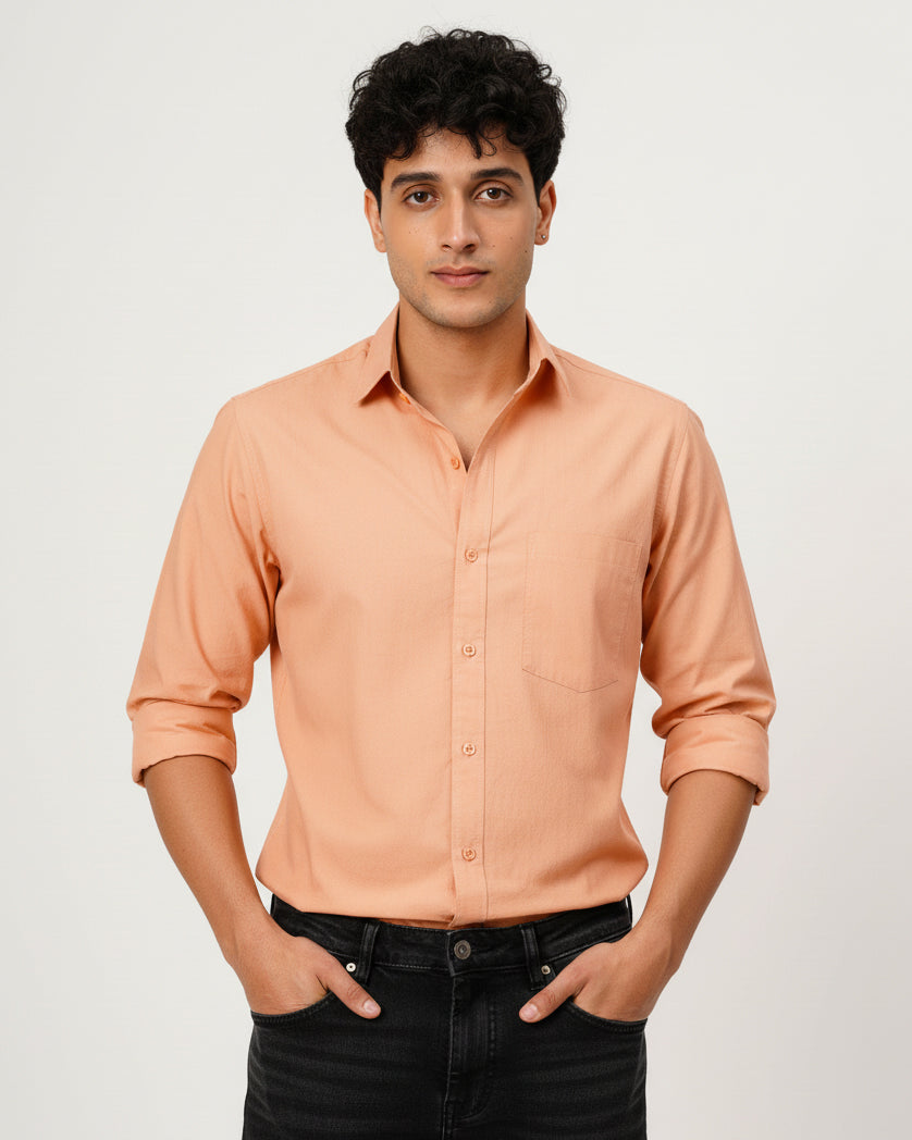 Peach Cotton Poplin Shirt