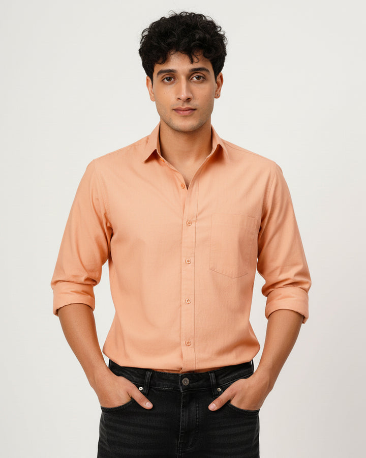 Peach Cotton Poplin Shirt