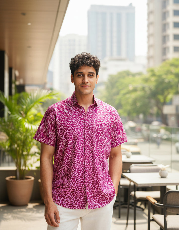 Pink Array Cotton Poplin Shirt