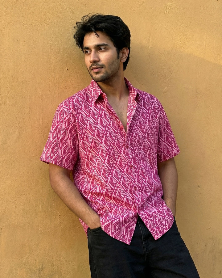Pink Array Cotton Poplin Shirt
