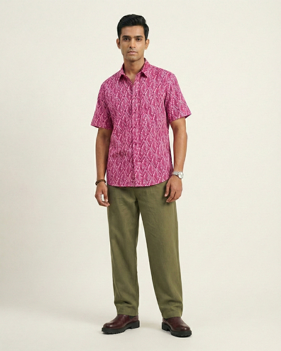 Pink Array Cotton Poplin Shirt