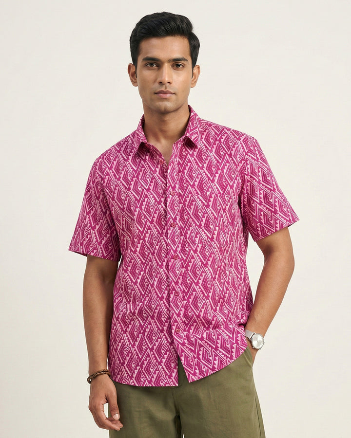Pink Array Cotton Poplin Shirt